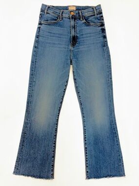 MOTHER The Hustler Ankle Fray Jeans 28 High Rise Raw Hem